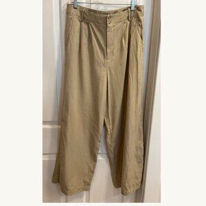 Madewell Wide-Leg Pleated Pants Beige Khaki Size 12